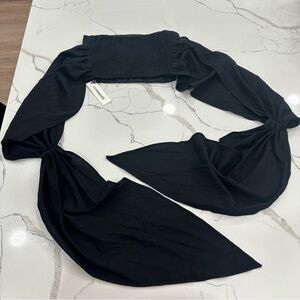 Commense Cotton & Linen Crisscross Halter Wrap Top Black XS NWT